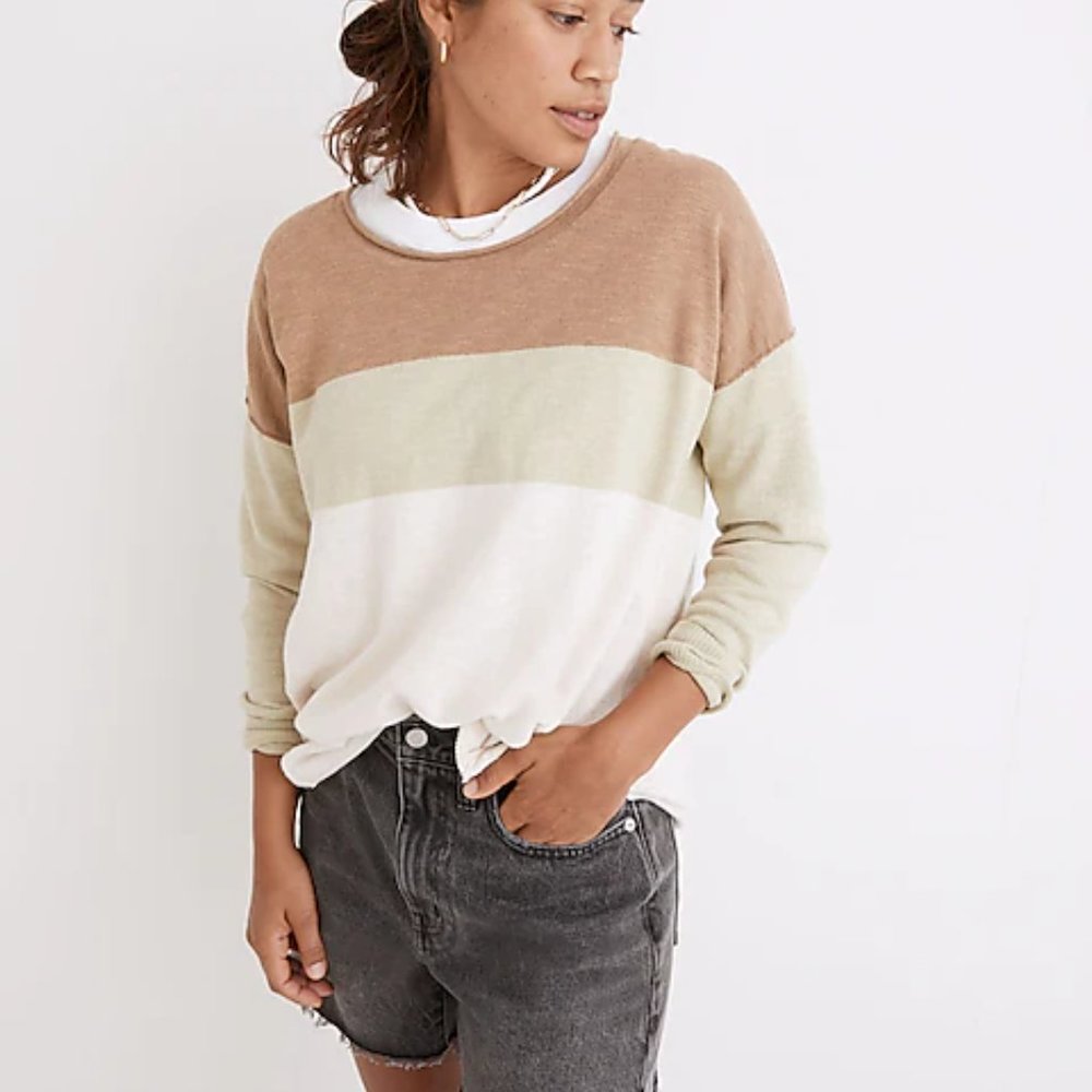 Madewell Palmdale Pullover Sweater in Colorblock Stripe XXS